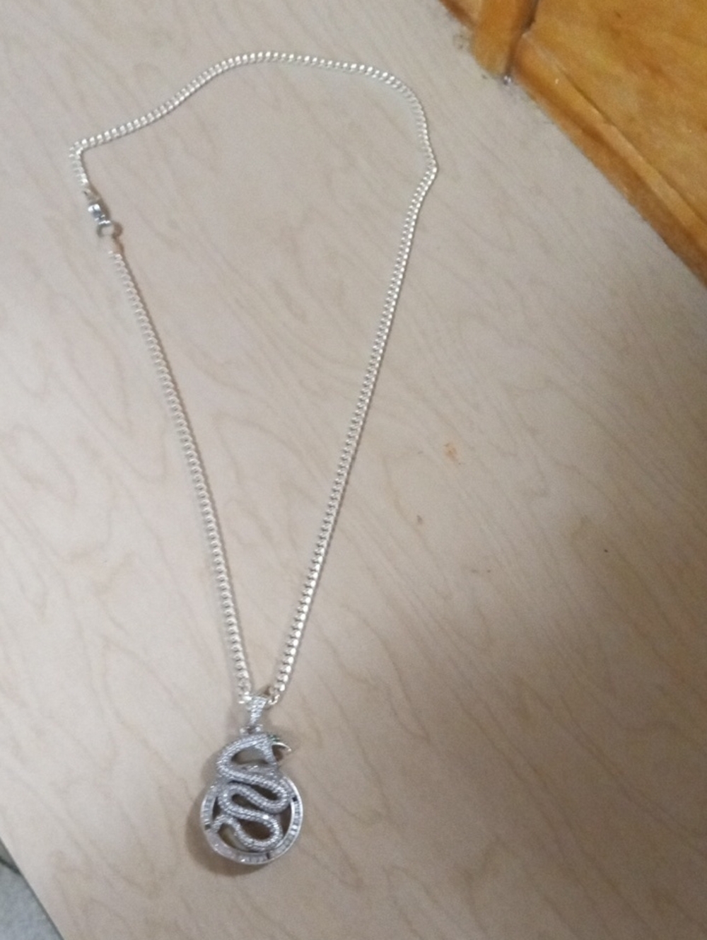 Silver Snake Pendant Necklace - Men  Jewelry Real Diamond + Baguette 3ct Pendant